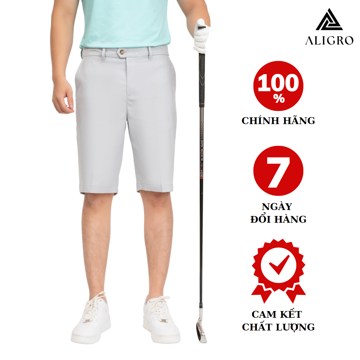 Quần short golf nam ALIGRO nhiều màu chất vải co giãn chống nhăn cực tốt, thoáng khí, thấm hút tốt QSMOG.8