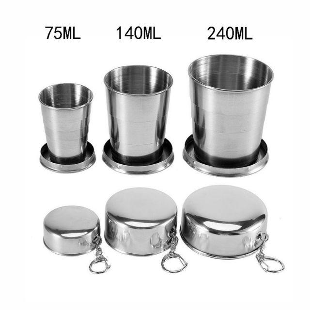 Cốc inox gấp gọn loại 1 dòng140ml, 240ml