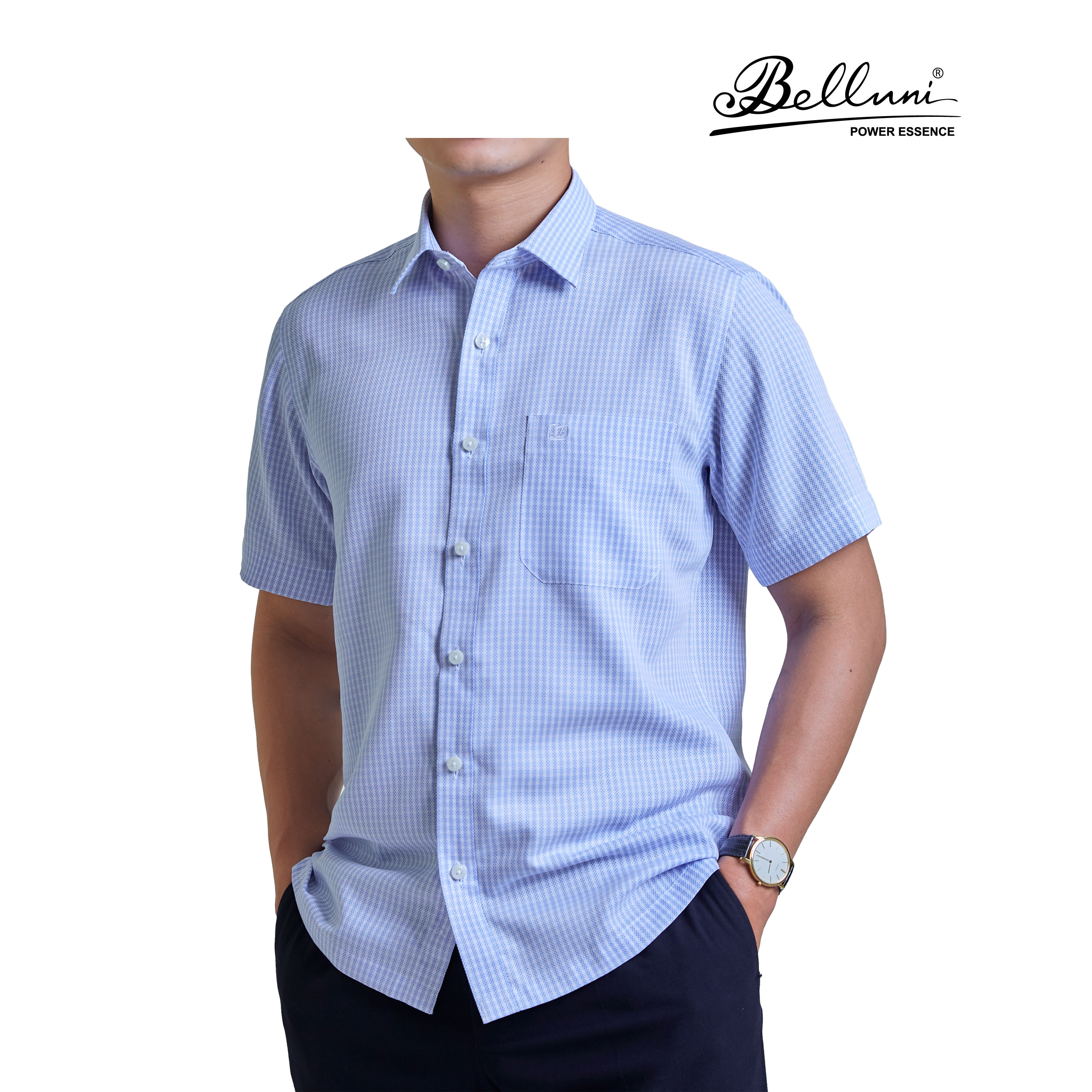 Áo sơ mi nam ngắn tay cao cấp BELLUNI vải sợi tre chống nhăn - ABN.BP.BE.222.B7