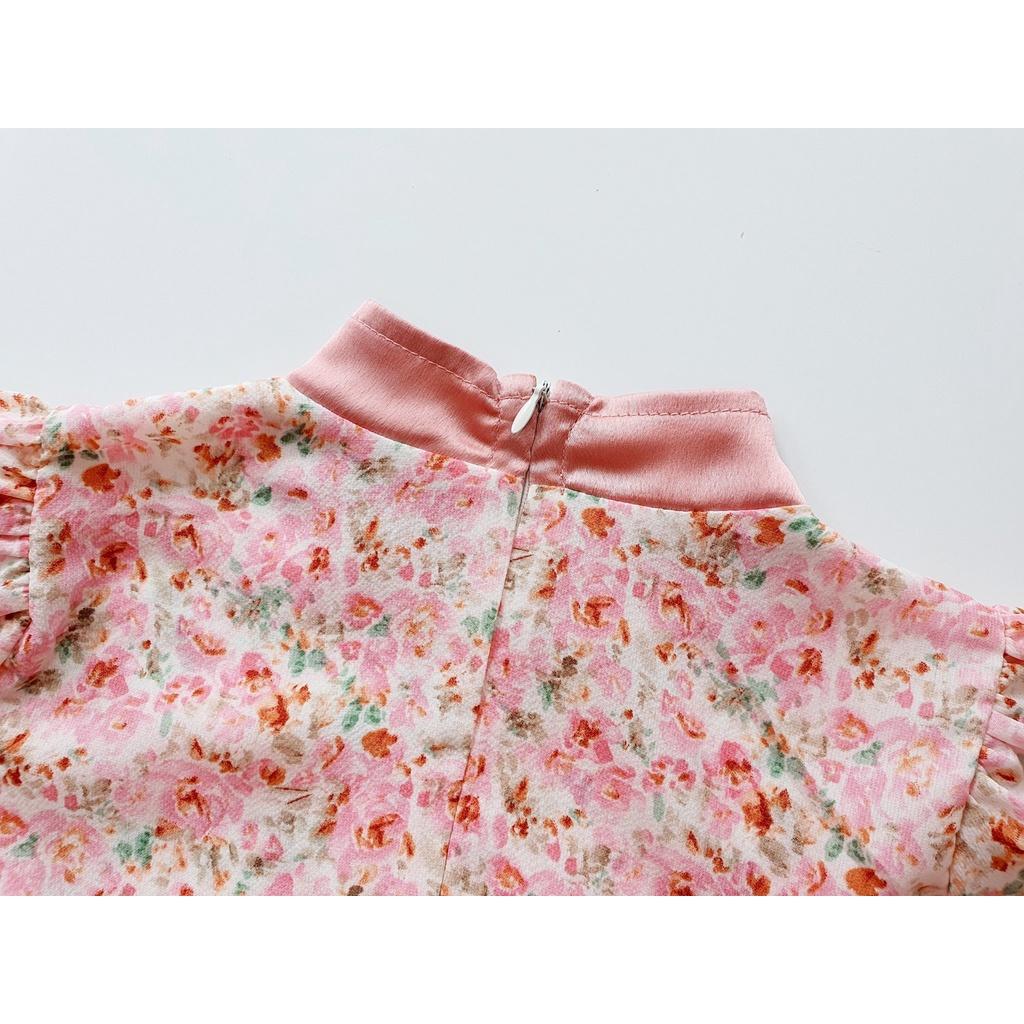 Quần áo trẻ em, áo dài cách tân thiết kế cho mẹ và bé gái hoa nhí hồng dễ thương tặng kèm vấn tại Mom's Choice