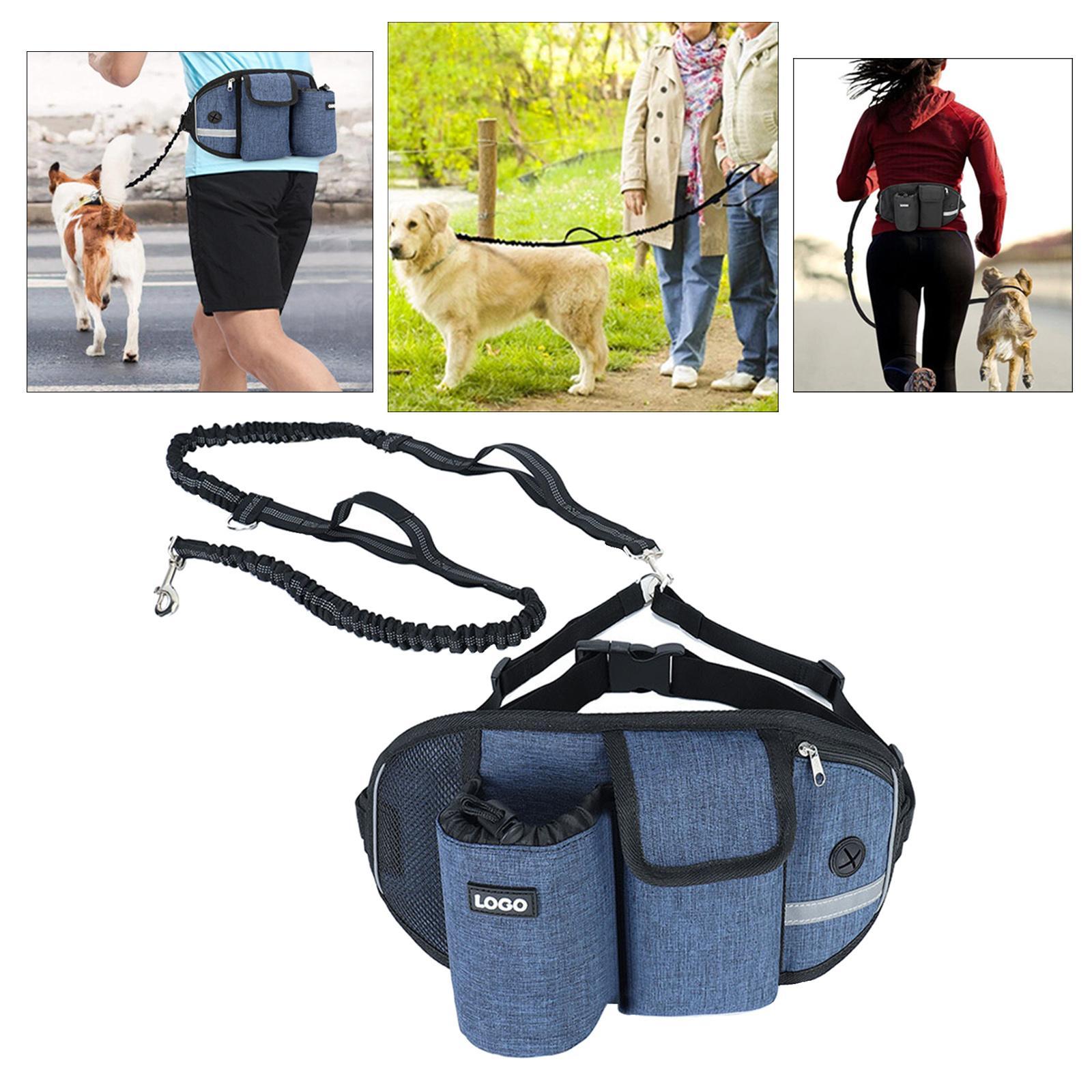 Hands Leash Running Waist Belt Pet Walking Elastic Leashes+Bag
