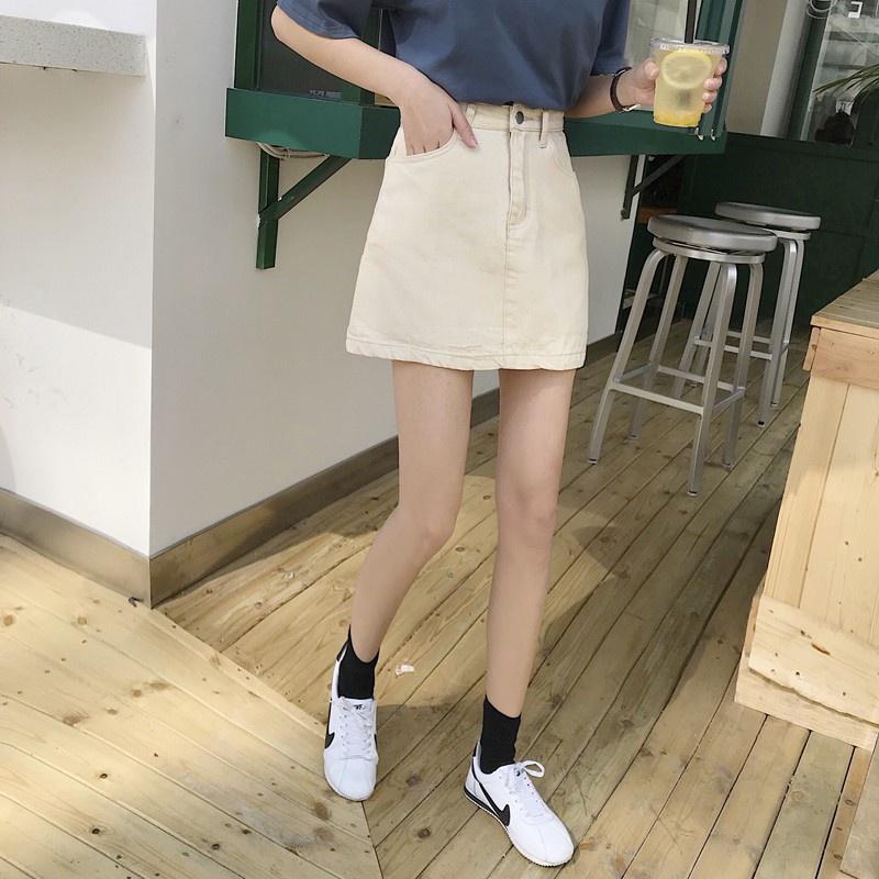 Chân váy ngắn chữ A jean dài tới gối đẹp thời trang cao cấp HACHIKI CVJ02