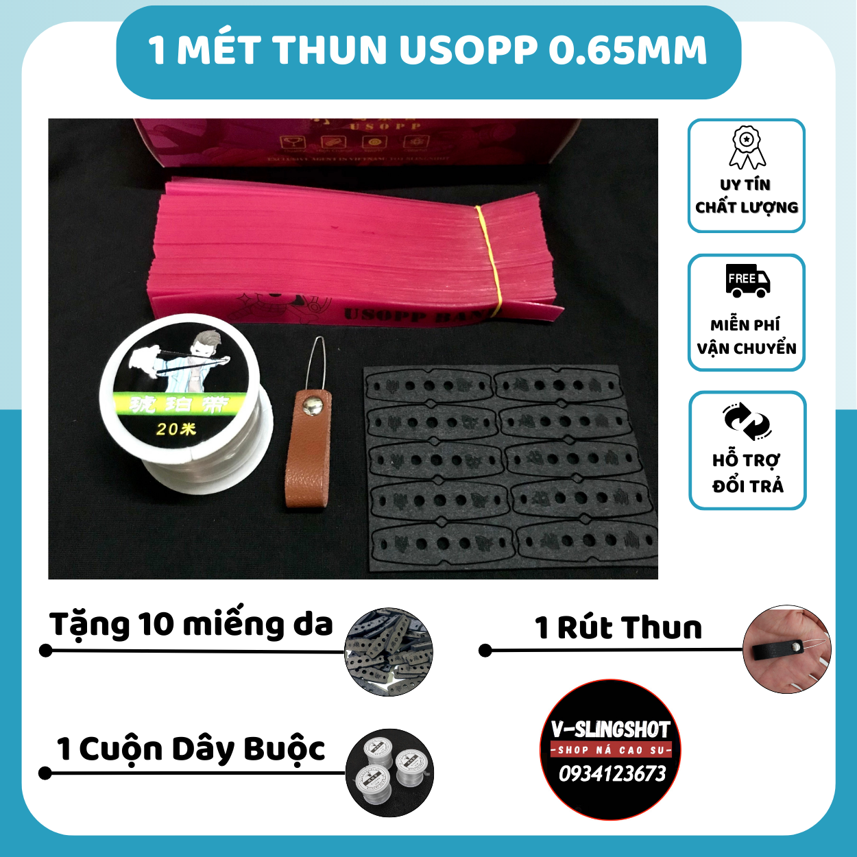 [Giá Rẻ] 1 Mét Dây Thun Usop V3 0.55mm Màu Hồng ( Precise