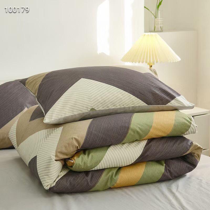 Bộ Chăn Ga Cotton Living 100%cotton Hàng Nhập Khẩu Cao Cấp 4 Món Kẻ Hiện Đại