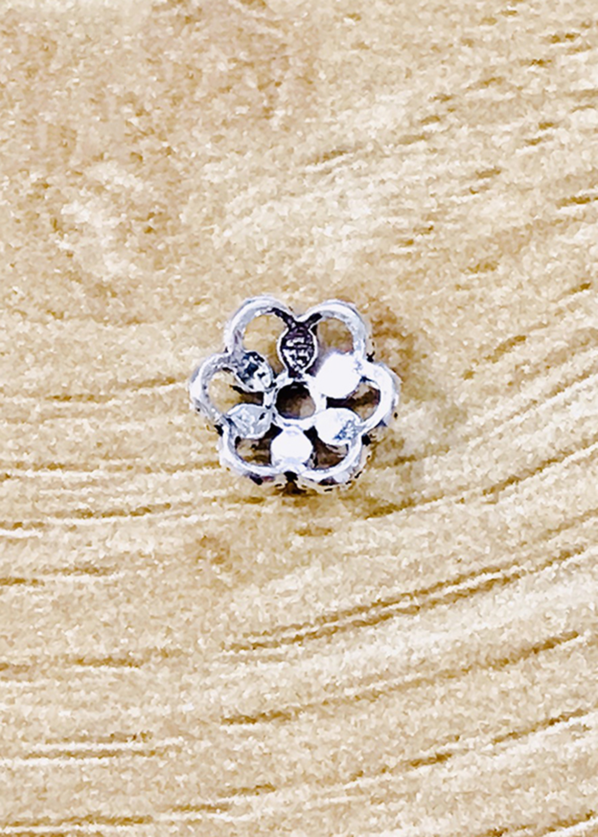 Combo 10 cái charm bạc chụp hạt, bọc hạt họa tiết hoa văn - Ngọc Quý Gemstones