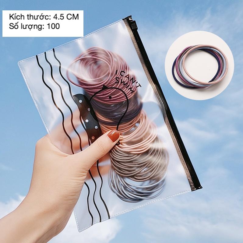 Set 100 dây thun cột tóc Classy siêu dai siêu rẻ đơn sắc PK208