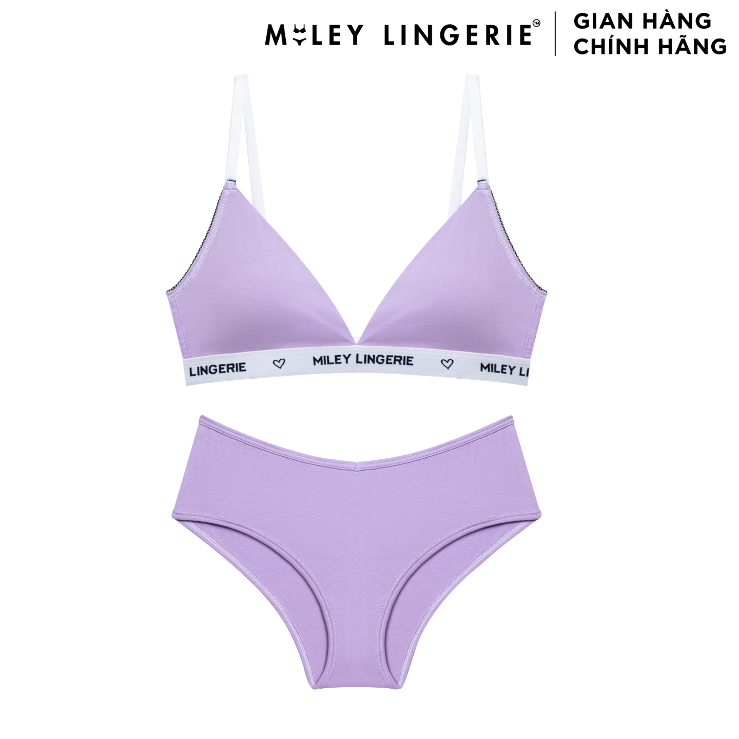 Bộ Đồ Lót Mút Mỏng Đệm Ngực Và Quần Cotton Thiên Nhiên Đồng Bộ BeingMe Lilac Purple Miley Lingerie