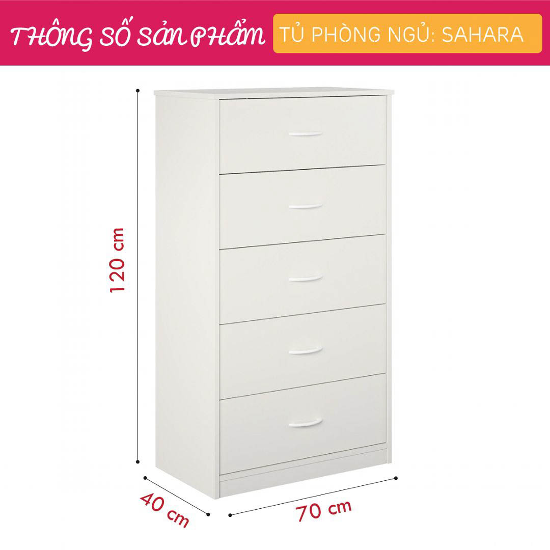 Tủ phòng ngủ gỗ hiện đại SMLIFE Sahara  | Gỗ MDF dày 17mm chống ẩm | D70xR40xC120cm