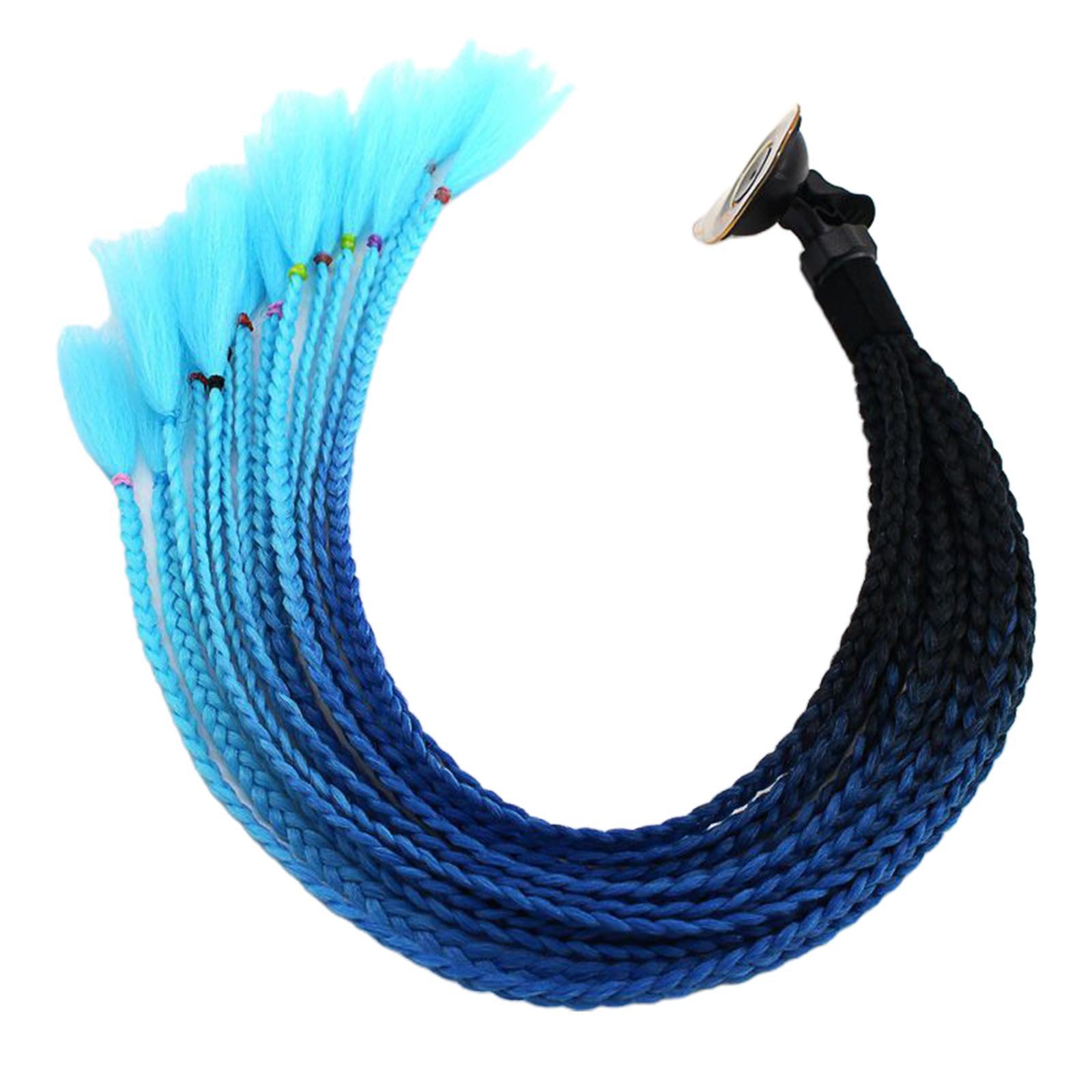 55cm Hair Gradient Ponytail for Motorcycle Black Light Blue