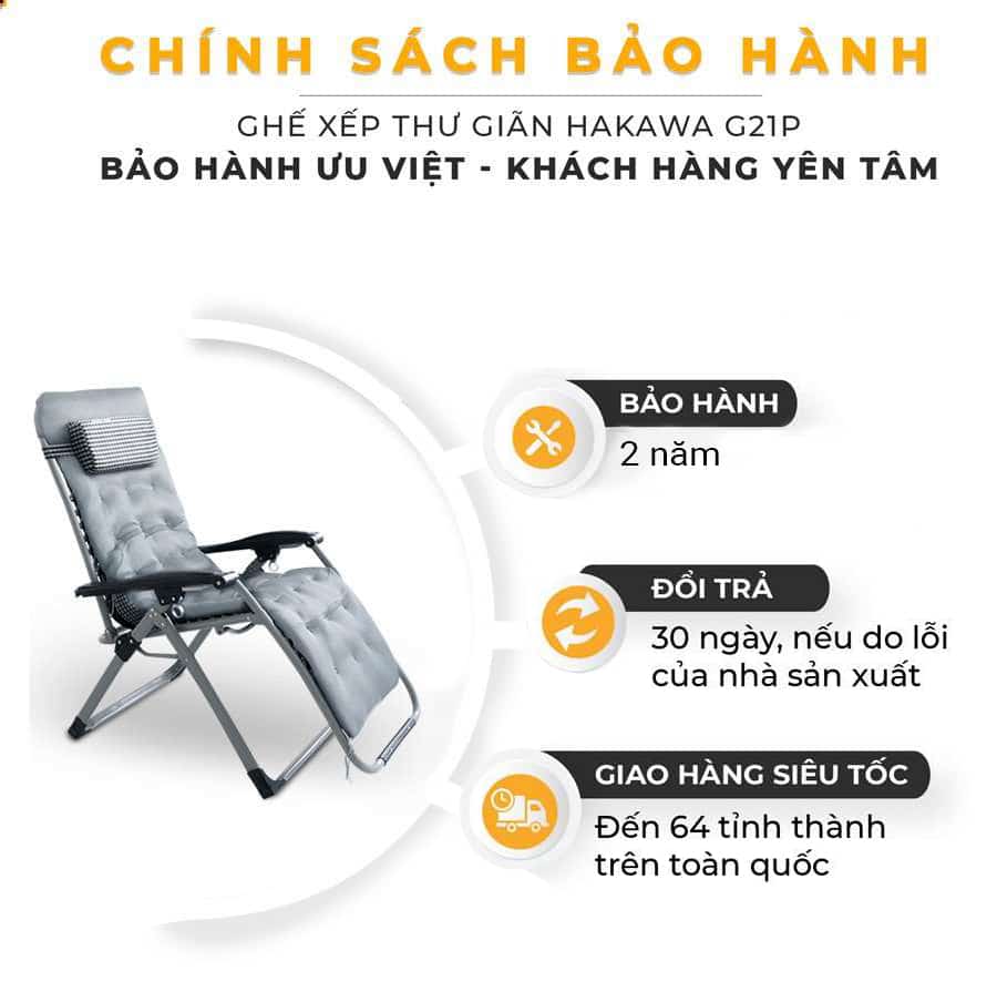 Ghế xếp thư giãn hạng sang HAKAWA - HK-G21P New - (Có Nêm ) - Bảo hành chính hãng 2 năm - Hàng nhập khẩu