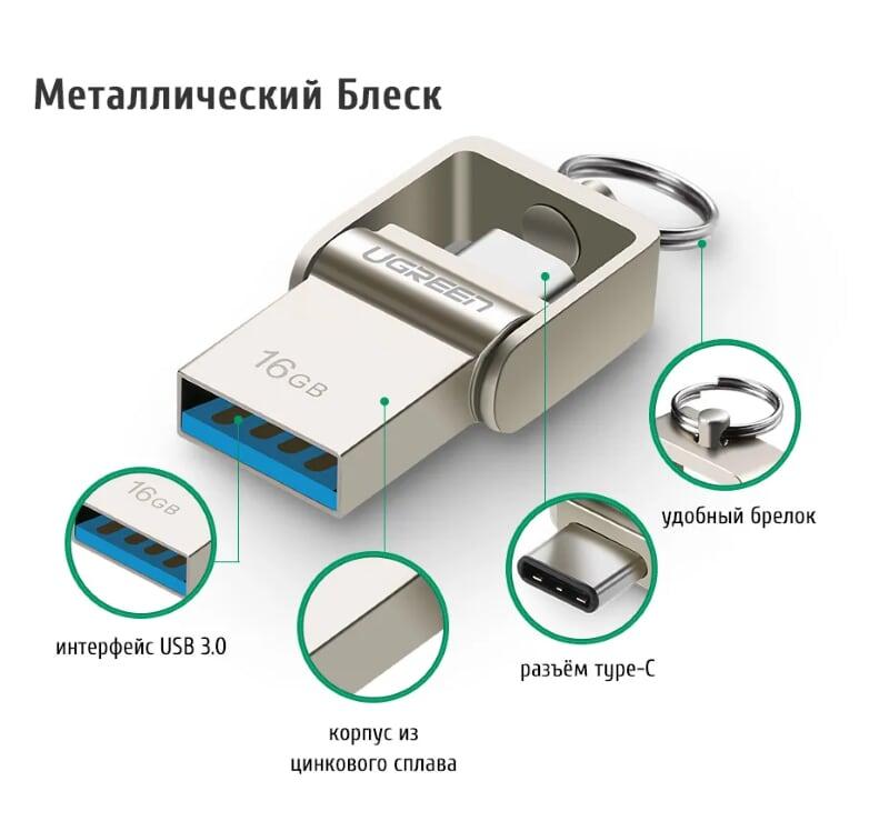 Ugreen UG30437US181TK 32GB USB 3.0 + type c hỗ trợ OTG cao cấp - HÀNG CHÍNH HÃNG