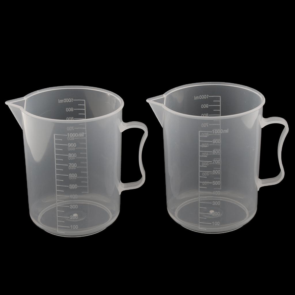 2 Mảnh 1000ml Nhựa Rõ Ràng Tốt Nghiệp Cốc đo Lường Chất Lỏng Ly Có Tay Cầm