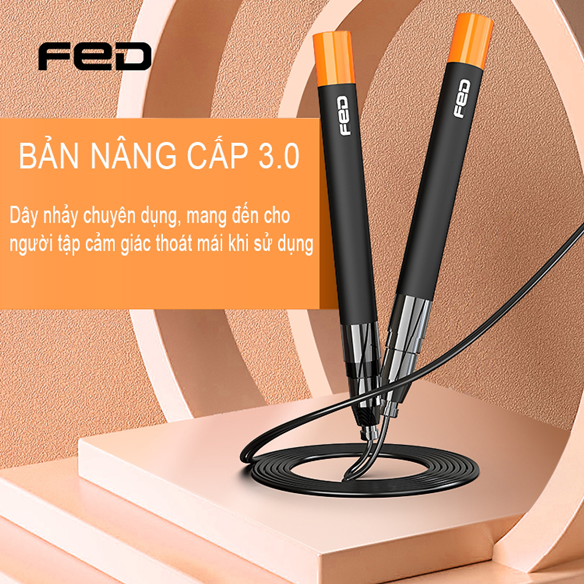 Dây Nhảy FED XM0105 - Dây Nhảy Tăng Thể Lực Giúp Thân Hình Cân Đối Săn Chắc Và Đẹp - Hàng Chính Hãng