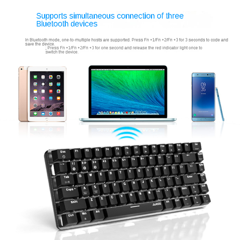 Bàn Phím Cơ mini không dây Bluetooth 5.0 Ajazz AK33 White Chống ồn - hàng nhập khẩu