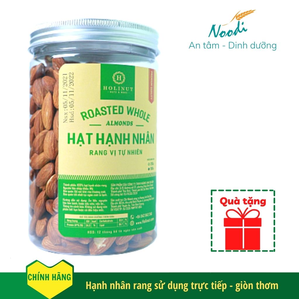 Hạnh nhân rang mộc Holinut hôp 500g loại đặc biệt siêu ngon - Hàng loại 1 ngon giòn đã tách vỏ