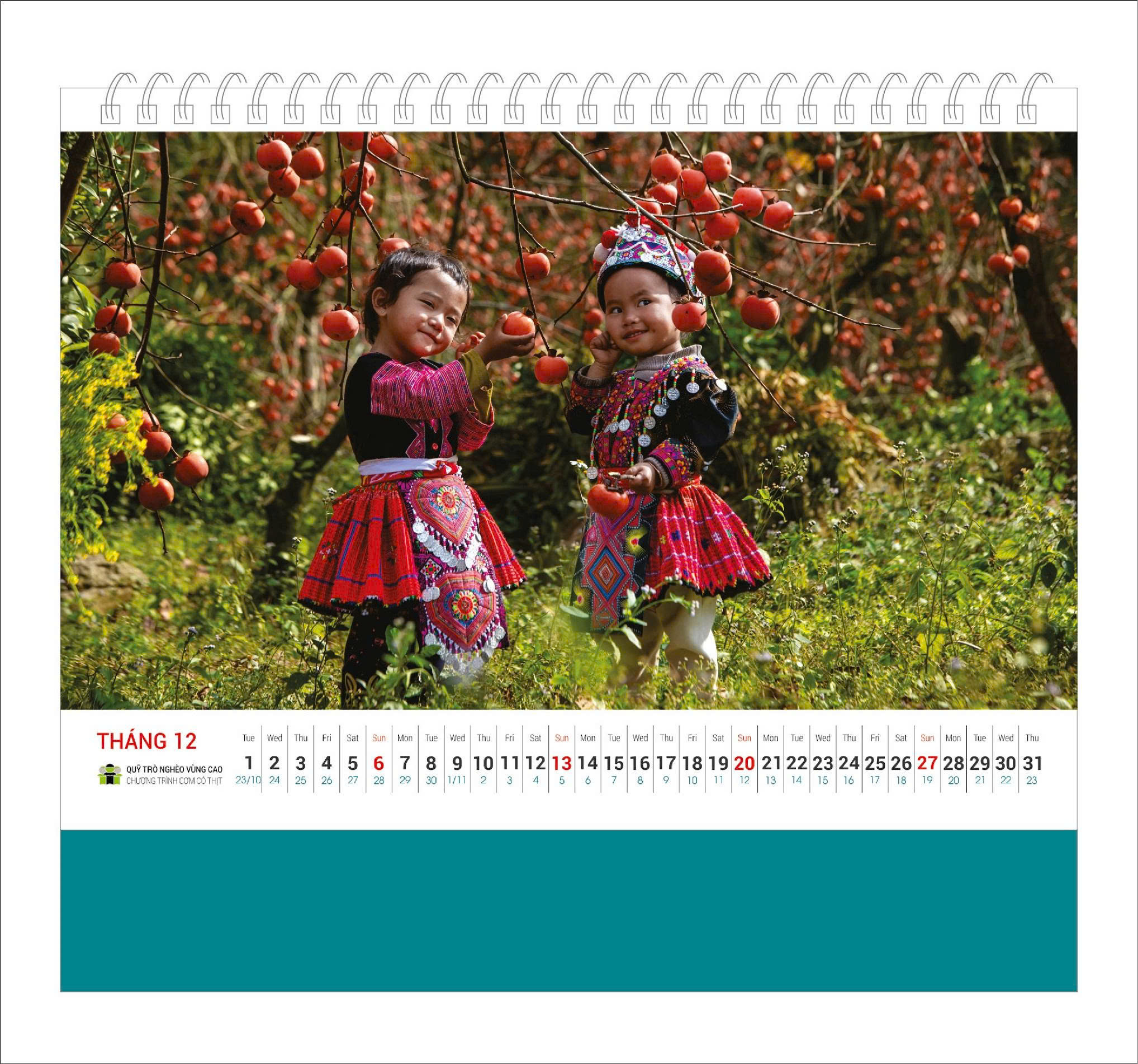 Lịch bàn Trẻ em Vùng Cao 2026 - Lịch Cơm Có Thịt