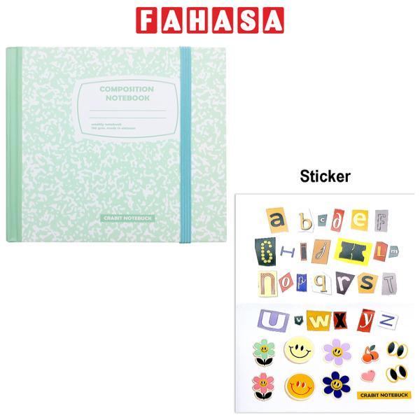 Sổ Weekly Plan Khổ Vuông 144 Trang 130gsm + Kèm Sticker Composition Collection - Crabit Notebuck 1595 - Xanh Mint