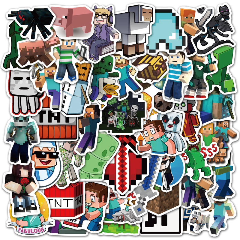 Sticker 50 miếng hình dán Minecraft