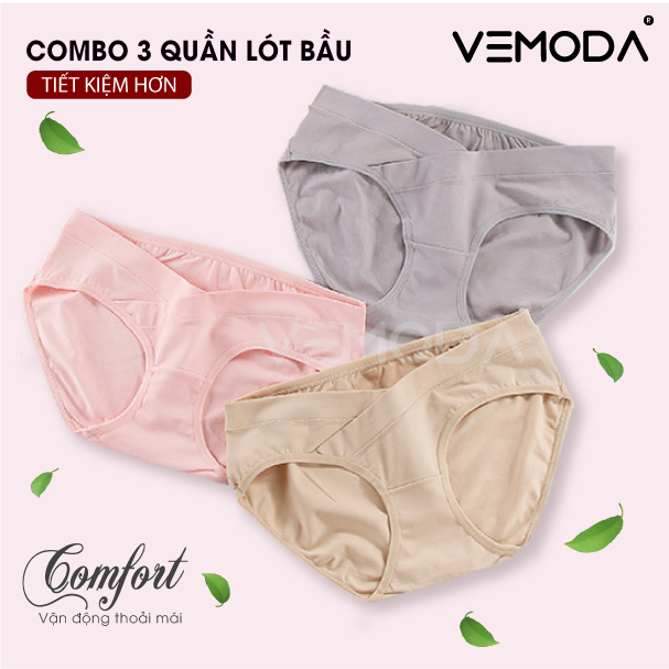 Combo 3 Quần lót bầu cạp chéo nâng bụng cao cấp. Bộ 3 Quần lót cho bà bầu và sau sinh