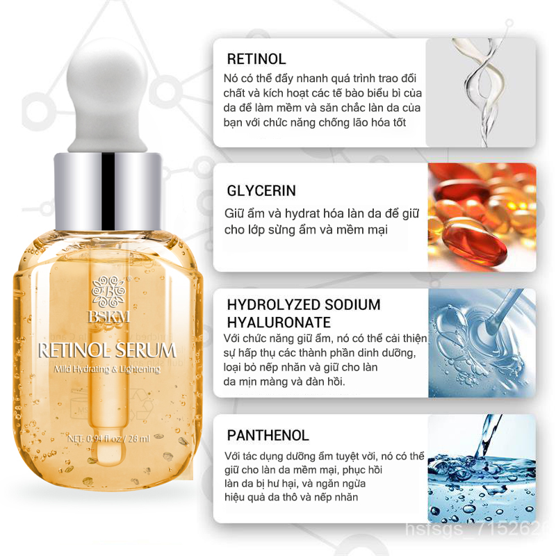 BSKM Retinol Essence 28ml + Water Lily Moisturising Water 200ml Tinh chất làm trắng da chống nhăn, làm săn chắc da, dưỡng ẩm, chống oxy hóa