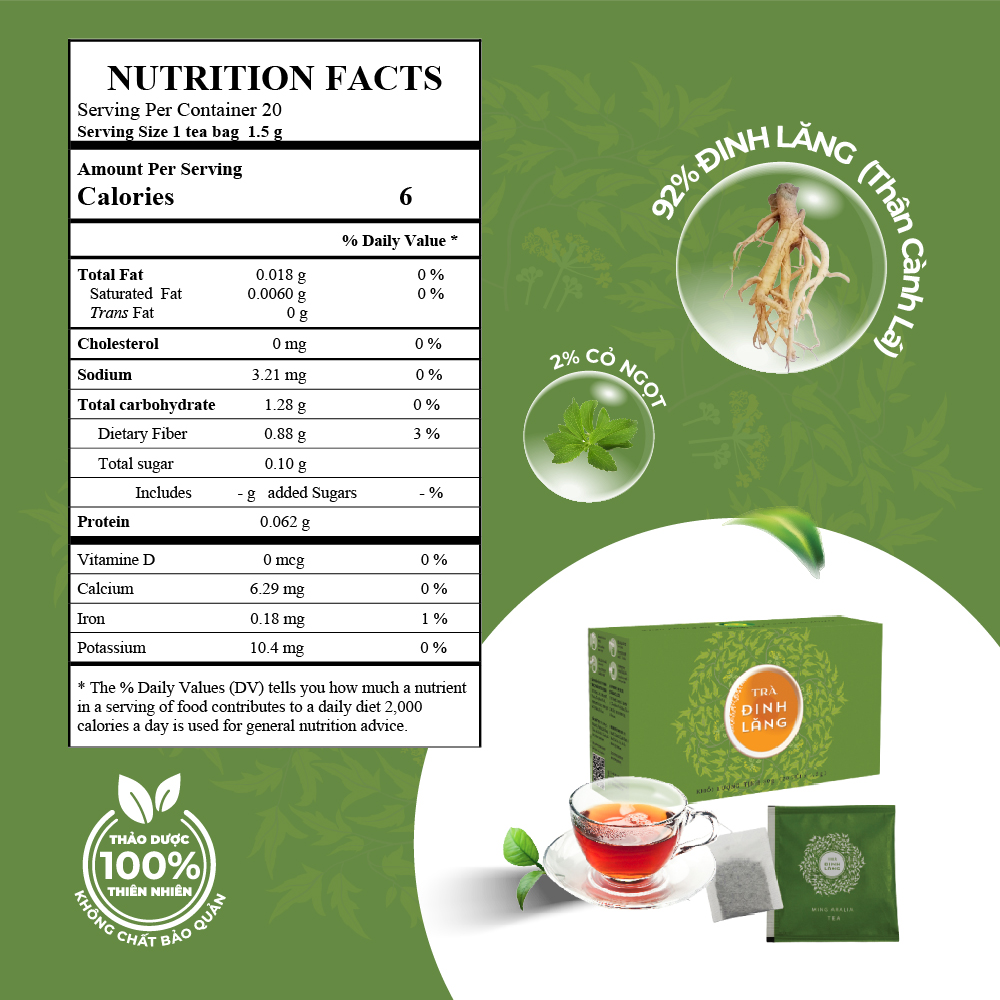 Trà Thảo Mộc Đinh Lăng Túi Lọc SunBeleaf - TP042