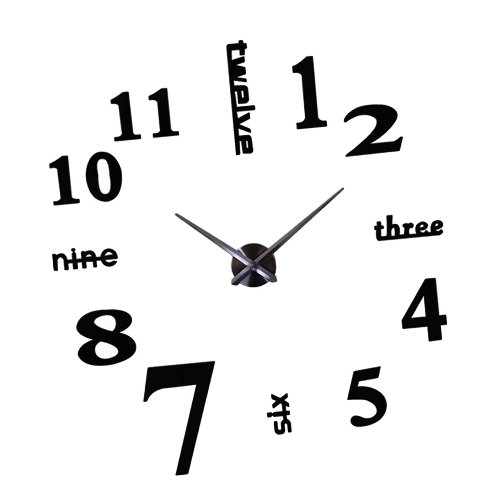 Wall Clock DIY Digital Clock Sticker Acrylic Decal for Home Decor Office