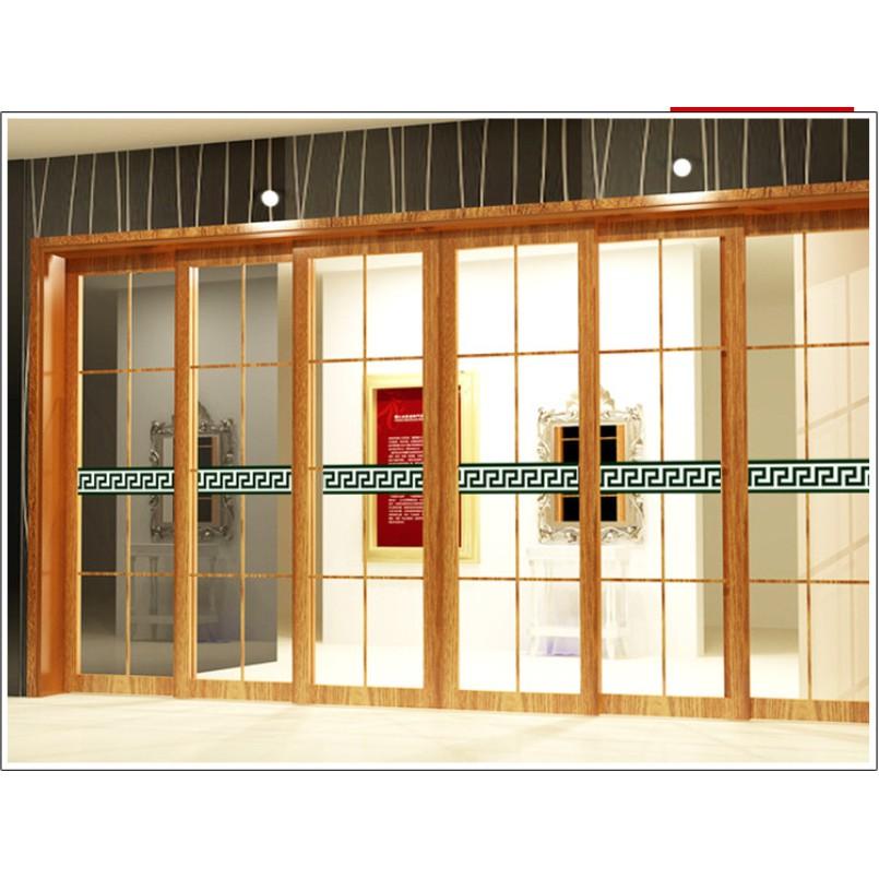 Decal dán kính ngang sọc xanh đậm hoa văn