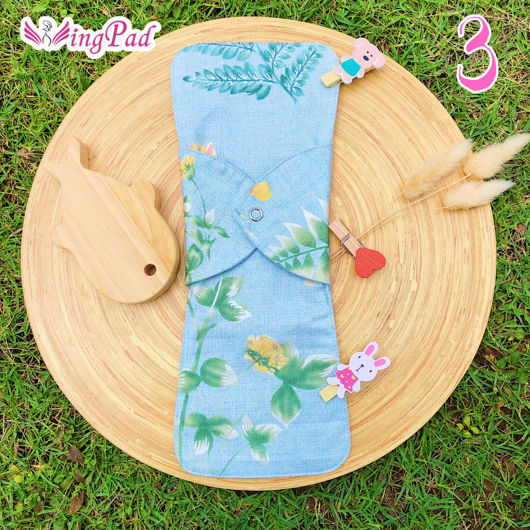 Size 17cm Kiểu LÕI LIỀN nền XANH Băng vệ sinh vải WingPad - HÀNG NGÀY