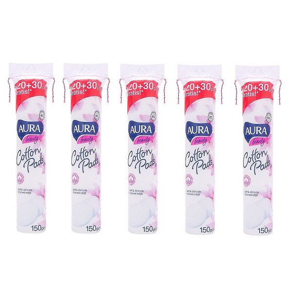 Combo 5 gói bông tẩy trang Aura Beauty Cotton Pads150 miếng