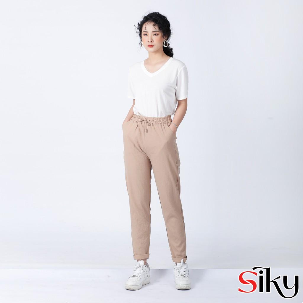 Quần đũi nữ baggy công, đũi hàn siêu mát - Siky