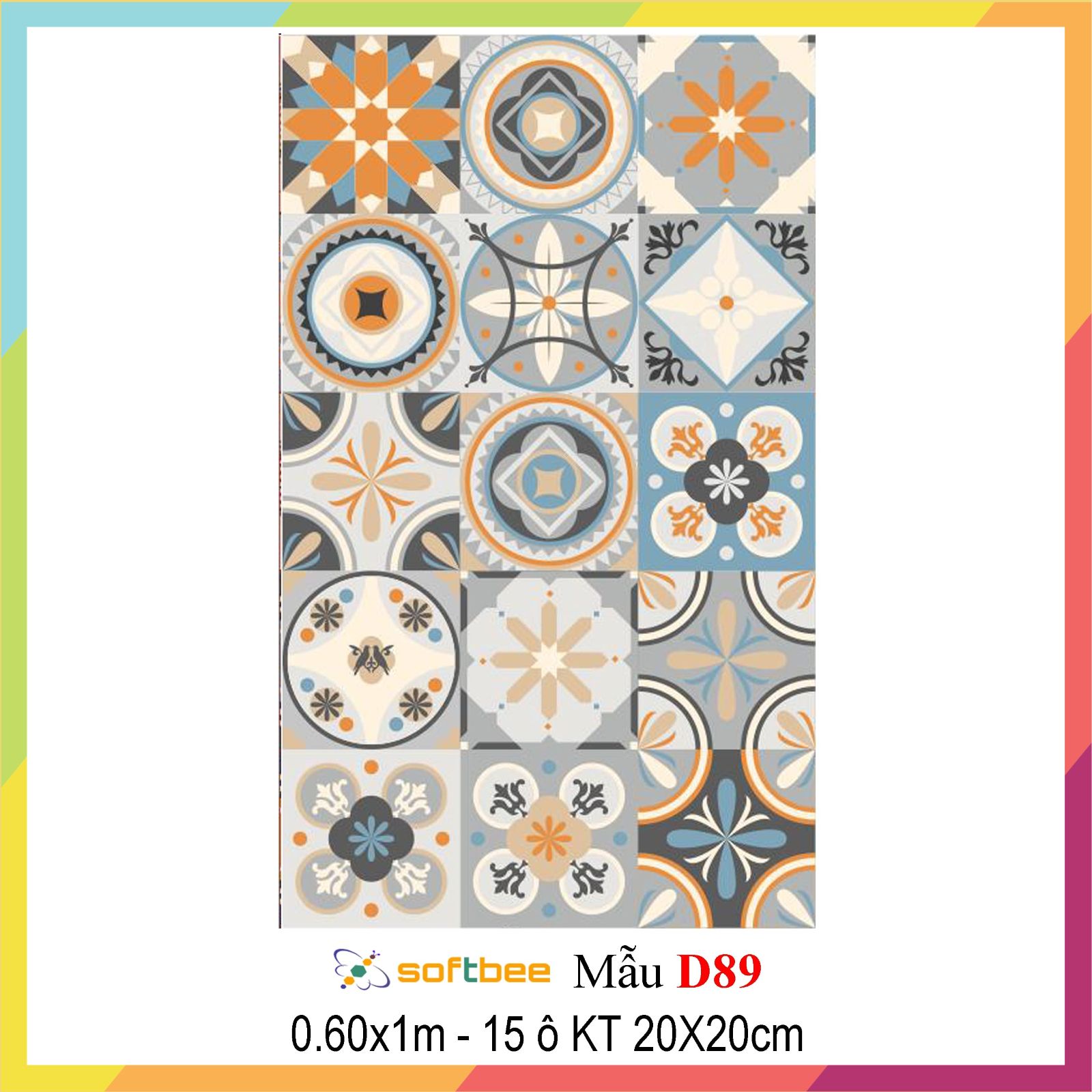 Decal gạch bông dán bếp, dán nhà tắm, dán trang trí không thấm nước, có keo mặt sau, hình ảnh in sắc nét