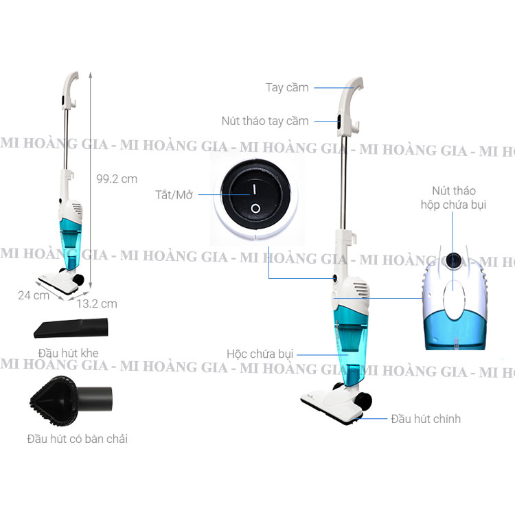Máy hút bụi cầm tay mini Deerma DX118C dung tích bình chứa bụi 1.2L - Hàng chính hãng