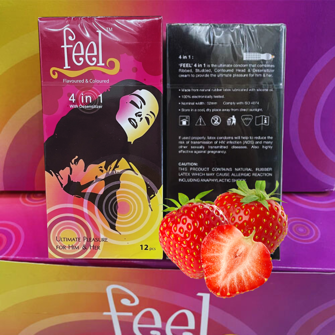 Bao cao su Feel 4 in 1 (12 bao) - Bao cao su kéo dài thời gian, có Gân và Gai.