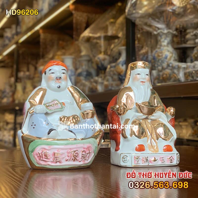 Tượng Thần Tài Thổ Địa bằng Sứ dát kim HD666027