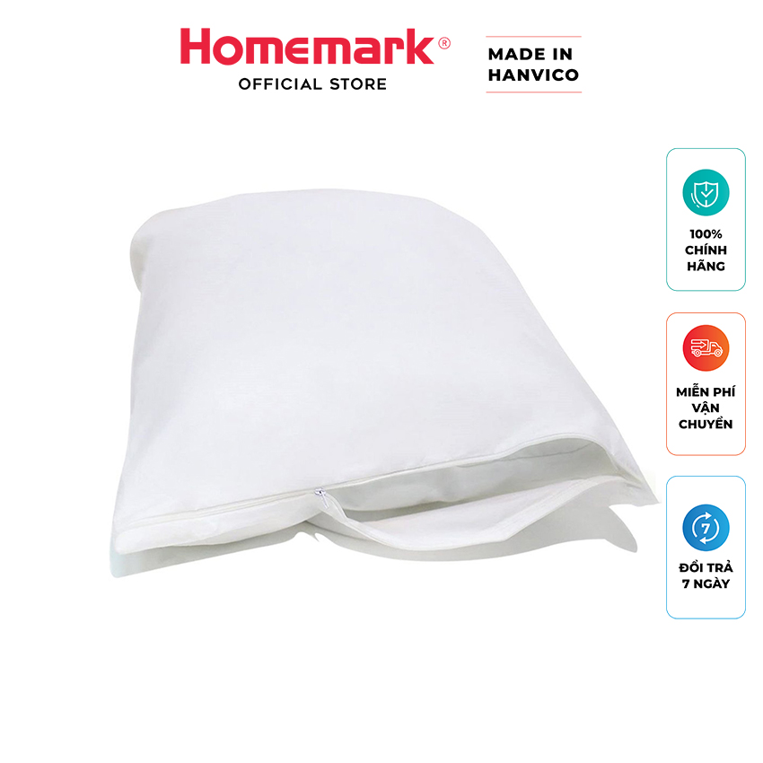Bảo Vệ Gối Khách Sạn Homemark 50x70cm - Kháng Nước, Chống Bụi, Khóa Kéo Tiện Lợi