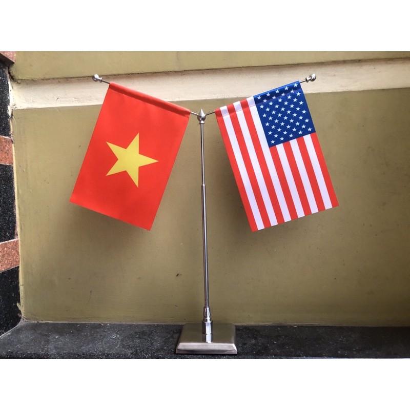 Cờ để bàn inox đế vuông việt mỹ