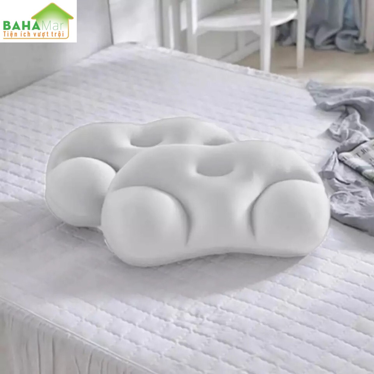 GỐI ĐÁM MÂY SIÊU MỀM HỖ TRỢ CỔ VAI, CHỈNH HÌNH THEO TƯ THẾ NGỦ "BAHAMAR" có tác dụng chỉnh tư thế ngủ thoải mái và hỗ trợ chống đau vai cổ gáy