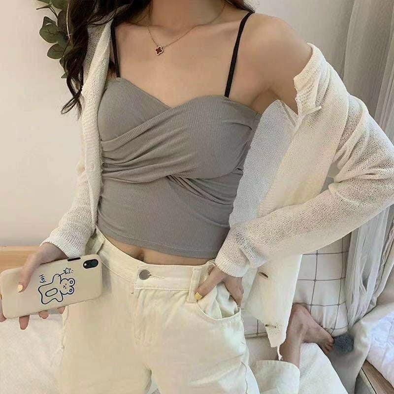 Áo hai dây xoắn ngực có cúp QC