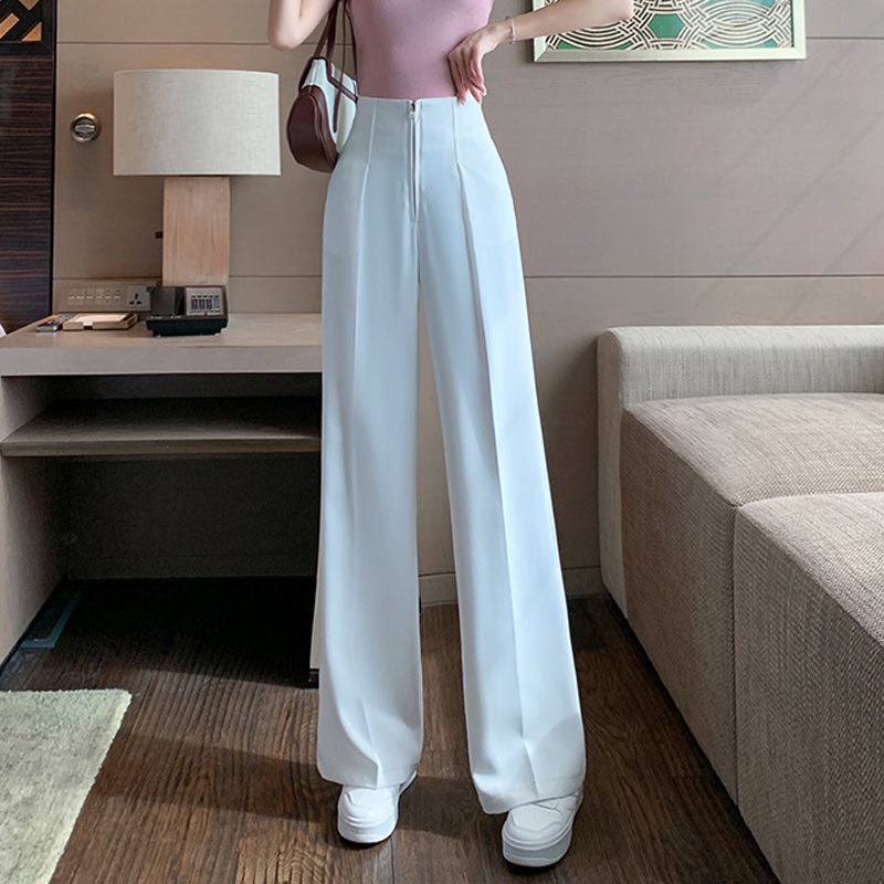 Quần ống rộng khóa kéo sắt Cun Fashion chất liệu tuyết mưa dài 98cm form quần chuẩn đẹp