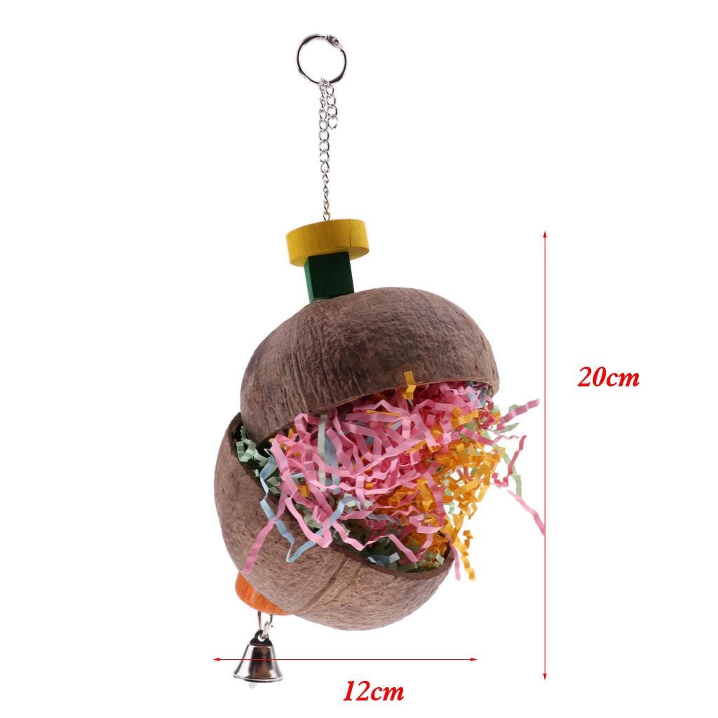 Parrot Bird Cage Chew Play Toy Coconut Hanging Swing For Parakeet Cockatiel