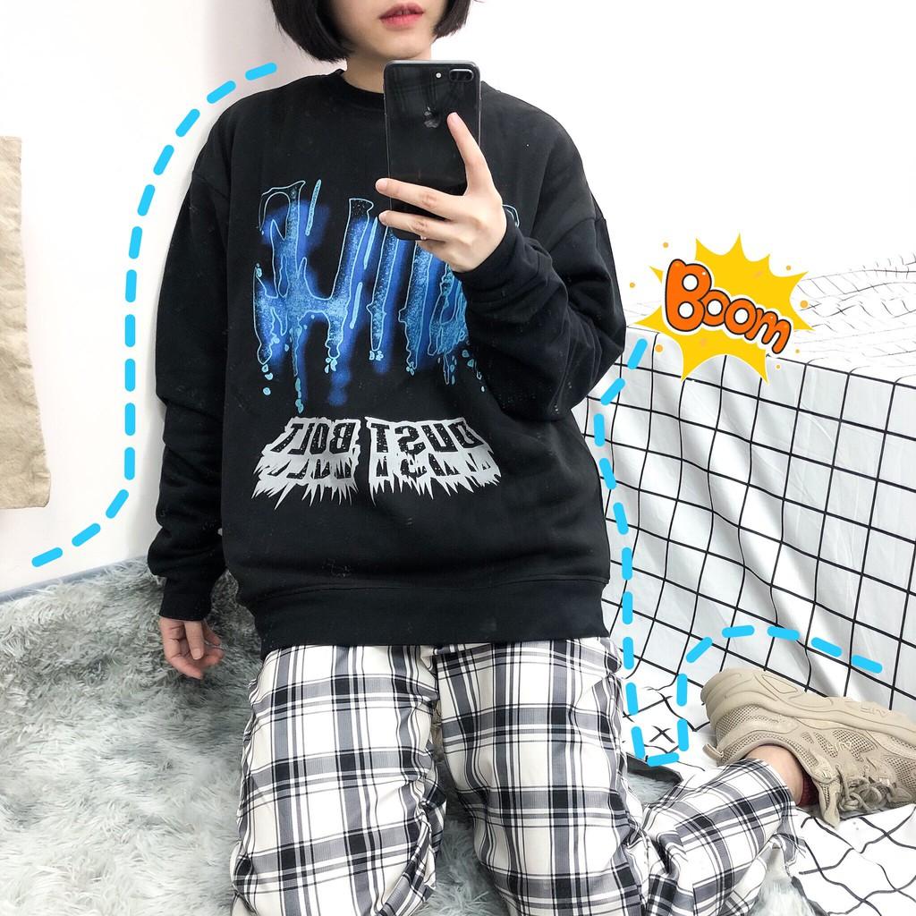 Áo Sweater in chữ dust bolt 100% cotton mềm mịn nam nữ mặc được ulzzang unisex - ẢNH THẬT