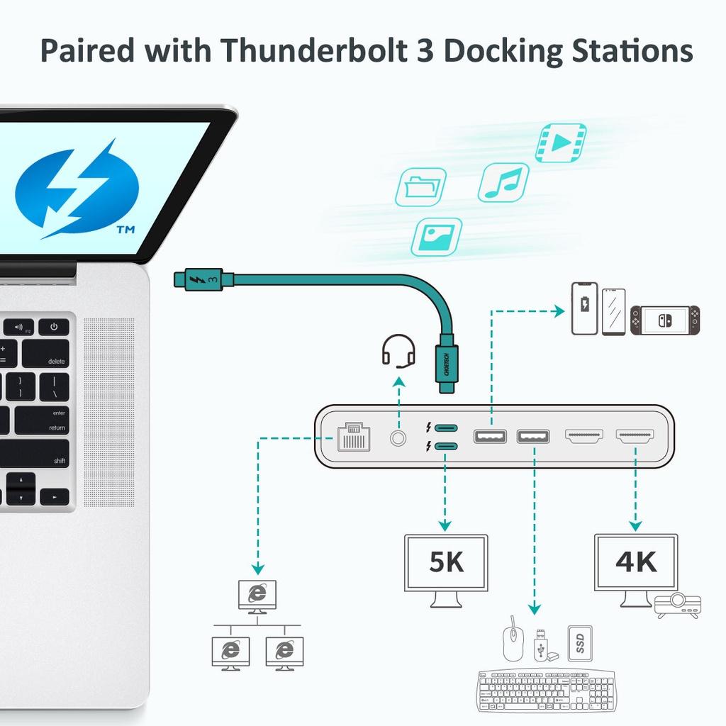 Cáp USB Type C Thunderbolt 3 (0.8m/2.6ft) Hỗ Trợ Sạc PD 100W A3009 ( HÀNG CHÍNH HÃNG)