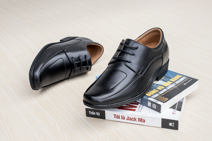 Giày Độn Nam T&TRA Tăng Cao 6Cm- T10 Đen Sọc - Chất Liệu Da Bò Cao Cấp, Đế Cao Su Ghép - Đế Pháp , Phần Tăng Cao Ẩn Bên Trong
