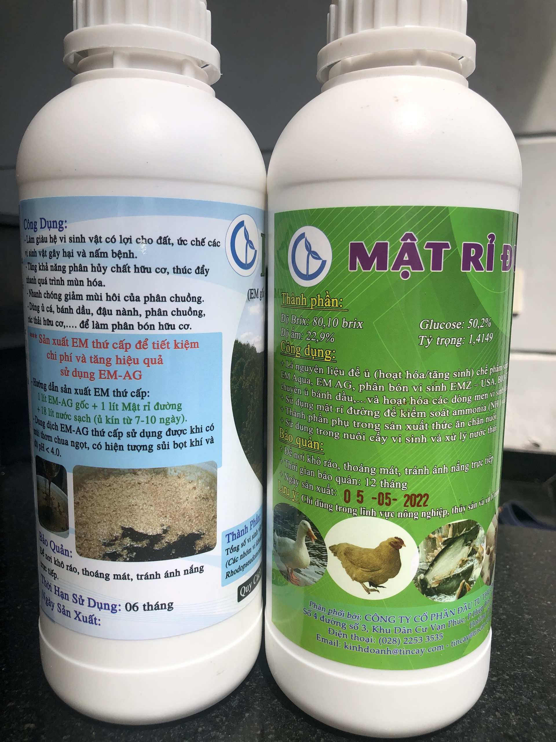 Combo 1 lít EM Gốc và 1 lít mật rỉ chuyên dùng trong nông nghiệp