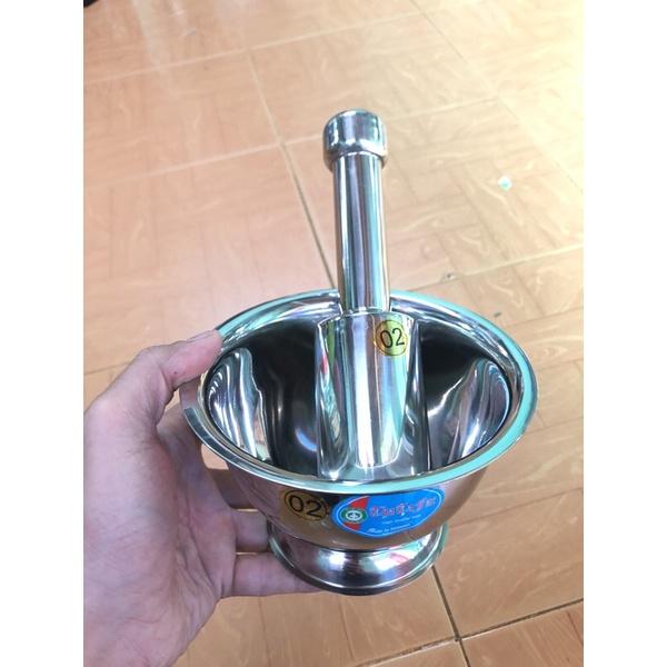 Dụng cụ giã tiêu đâm tiêu giã hành tỏi cối chày inox cỡ số lớn nhỏ