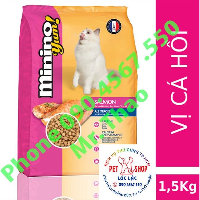 [1.5KG] Thức ăn cho mèo mọi lứa tuổi Minino Yum Salmon - Thức ăn cho mèo Vị Cá Hồi 1.5kg