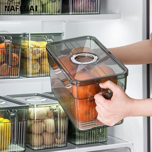 Hộp Bảo Quản Đồ Ăn Tủ Lạnh Tách Nước Có Tay Cầm Có Bộ Đếm Thời Gian Hiện Đại Dung Tích 5L