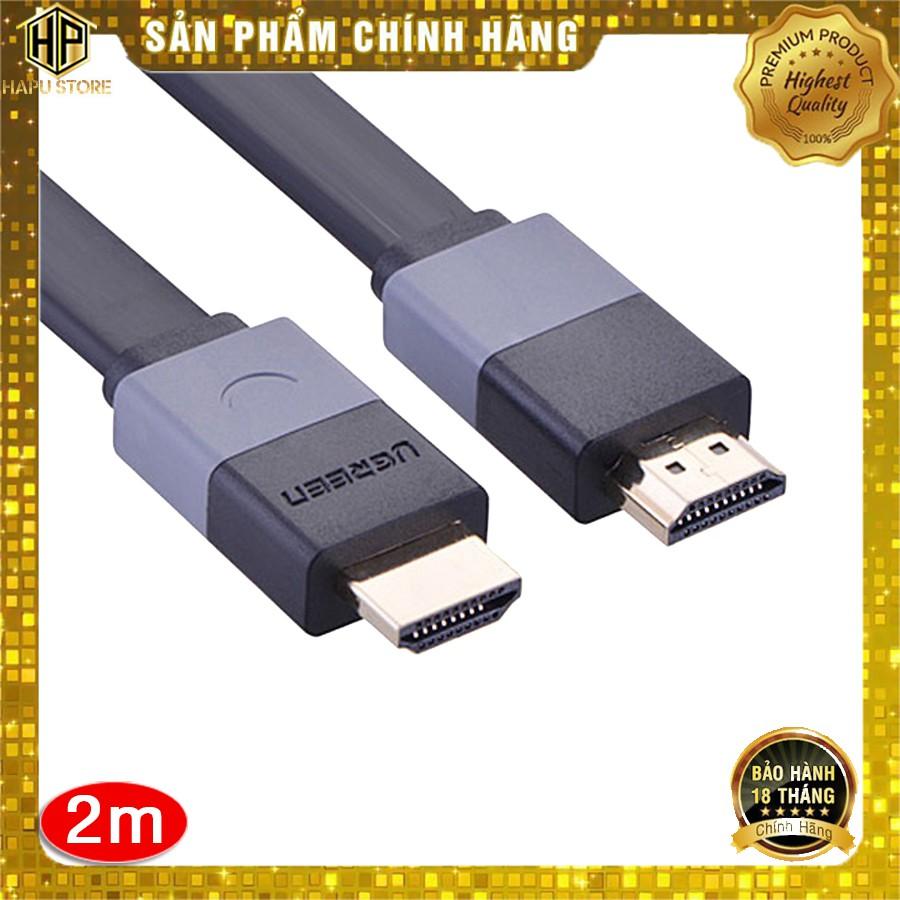 Cáp HDMI dẹt Ugreen 30110 dài 2m hỗ trợ 3D, 4K chính hãng- Hàng Chính Hãng