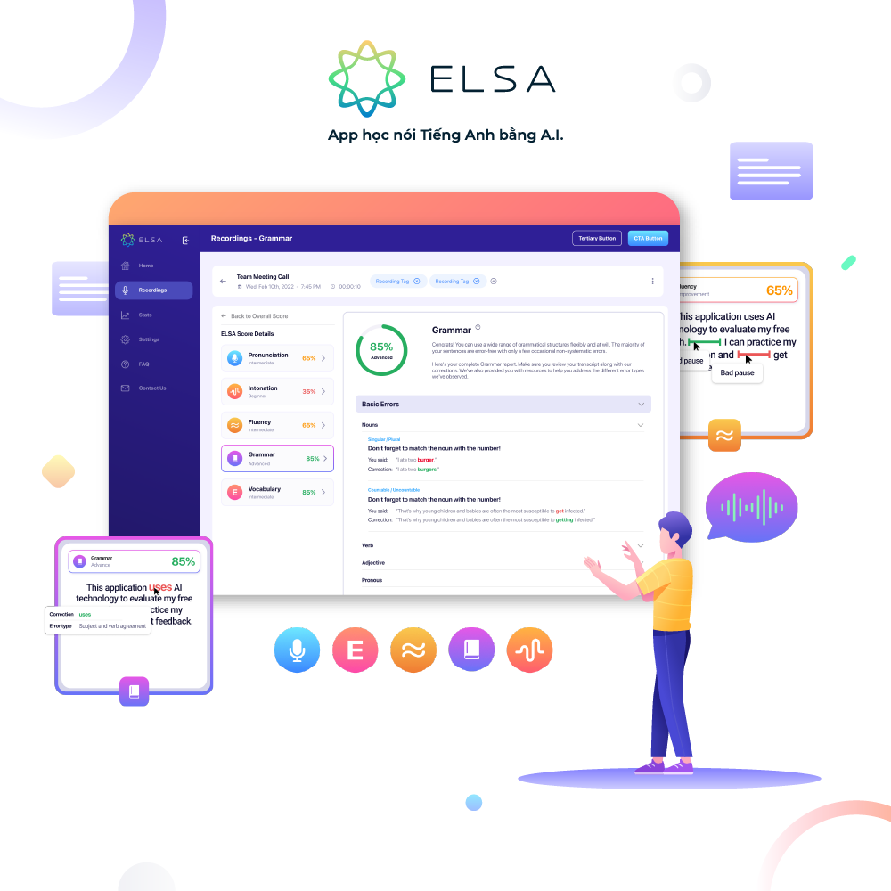 Gói học Speech Analyzer thời hạn 1 năm từ ELSA SPEAK - Công cụ luyện nói tiếng Anh toàn diện