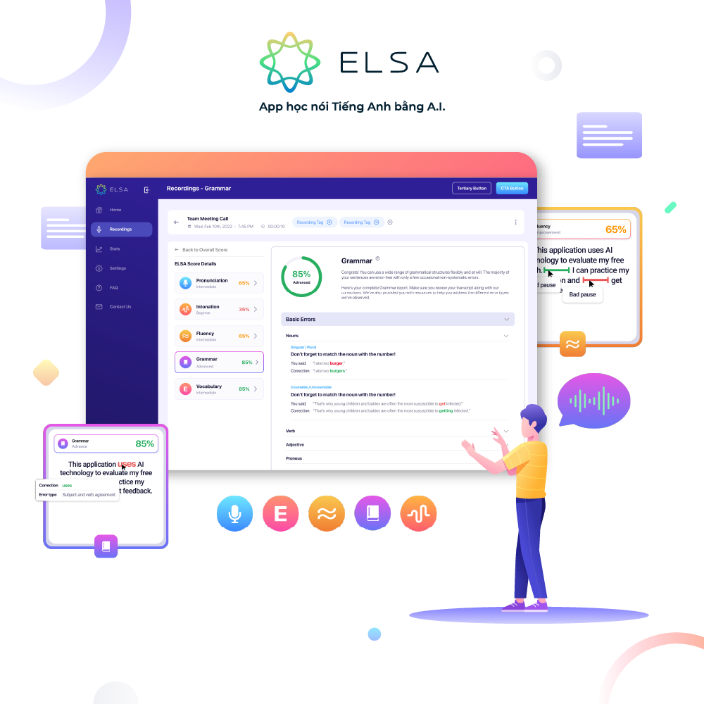 Gói học Speech Analyzer thời hạn 1 năm từ ELSA SPEAK - Công cụ luyện nói tiếng Anh toàn diện 